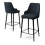 Hanah Home Taburetes de Bar Antracita y Negro con Patas de Metal - Alto 105cm, Ancho 45cm, Profundo 43cm, Altura Asiento 73cm